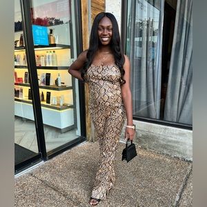 Snakeskin backless jumpsuit. Faux leather